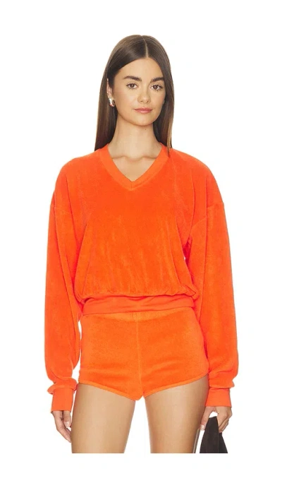 Éterne Cropped V-neck Terry Sweatshirt In Orange