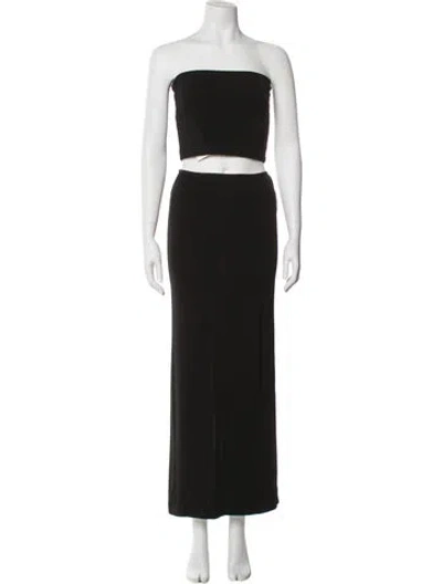 Pre-owned Éterne Cutout Accent Skirt Set In Black