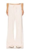 Eterne Drawstring Lightweight French Terry Wide Leg Sweatpant In White