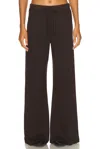Éterne Drawstring Lightweight French Terry Wide Leg Sweatpant In Brown