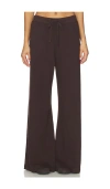 Éterne Drawstring Lightweight French Terry Wide Leg Sweatpant In Brown