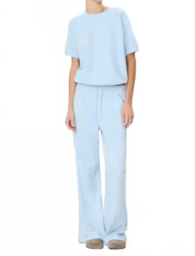 Éterne Drawstring Wide Leg Sweatpant In Dusty Blue In Brown