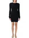 Éterne Black Long Sleeve Crewneck Minidress In Black