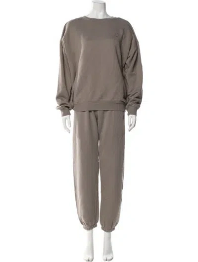 Pre-owned Éterne Embroidered Accent Pantsuit In Gray