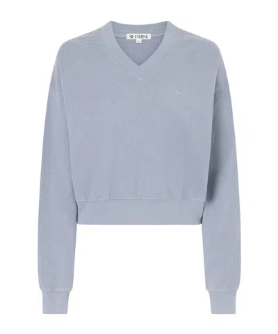 Éterne Embroidered Cotton-jersey Sweater In Blue