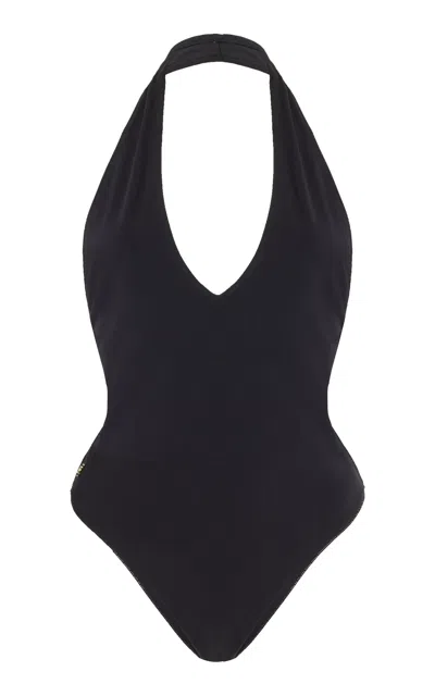 Éterne Exclusive Amelia Plunging Halter One-piece In 黑色