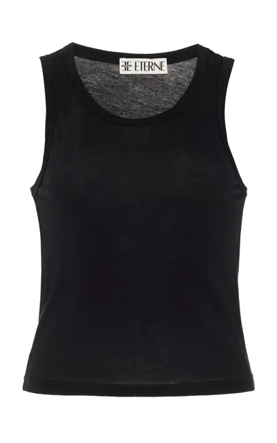 Éterne Fitted Cotton-blend Jersey Tank Top In Black