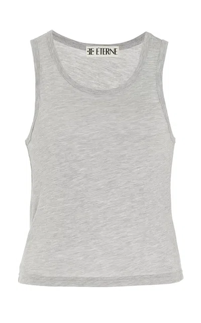 Éterne Fitted Cotton-blend Jersey Tank Top In Grey