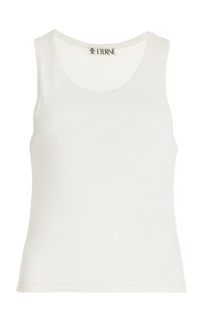 Éterne Fitted Cotton-modal Jersey Tank Top In White