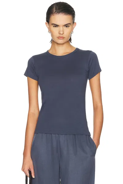Éterne Fitted Crewneck Cotton Modal Short Sleeve T-shirt In Washed Navy