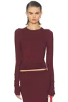 Éterne Fitted Crewneck Long Sleeve Soft Jersey T-shirt In Red