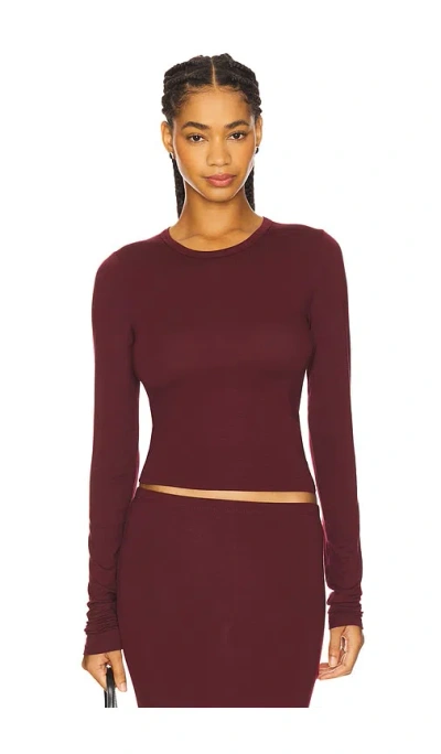 ÉTERNE FITTED CREWNECK LONG SLEEVE SOFT JERSEY T-SHIRT