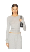 Éterne Fitted Crewneck Long Sleeve T-shirt In Gray