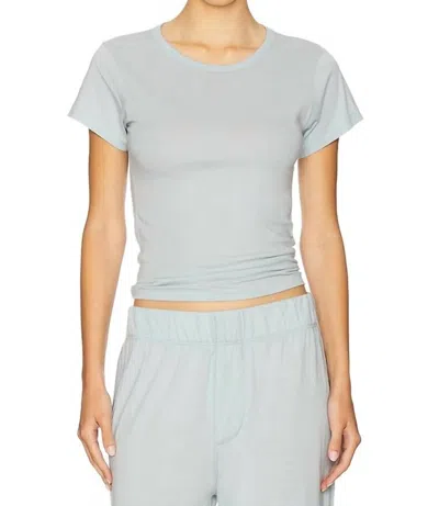 Éterne Fitted Crewneck Short Sleeve Cotton Modal T-shirt In Dusty Blue In Multi