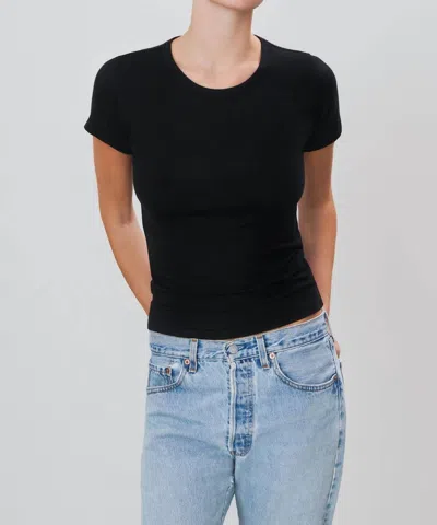 Éterne Short Sleeve Baby Tee Cropped Cotton And Modal-blend Jersey T-shirt In Black