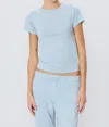 Éterne Fitted Crewneck Short Sleeve T-shirt In Dusty Blue In Blue