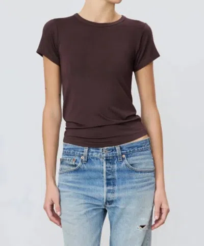 Éterne Fitted Crewneck Short Sleeve T-shirt In Espresso In Brown