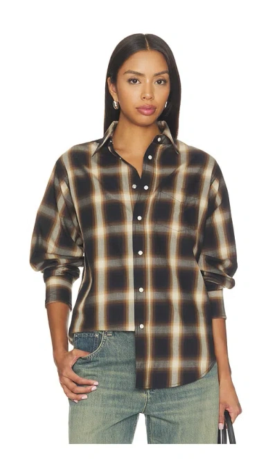 Éterne Ford Yarndye Plaid Top In Mushroom & Black