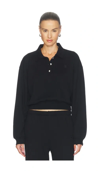 Éterne French Terry Cropped Polo Sweatshirt In Animal Print