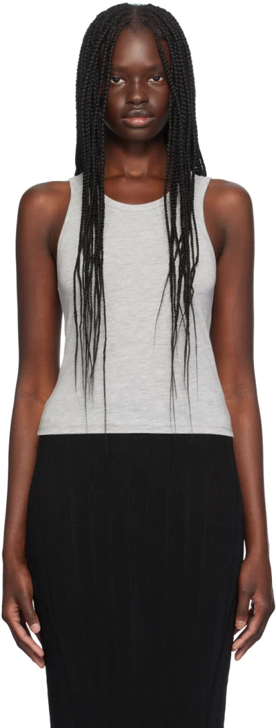 Éterne Gray Fitted Tank Top In Heather Grey