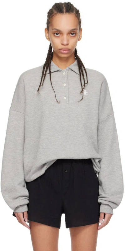 Éterne Gray Oversized Polo In Heather Grey