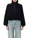 Éterne Eterne Half-zip Cropped Sweatshirt In Black
