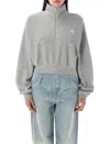 Éterne Eterne Half-zip Cropped Sweatshirt With High Neck In Gray