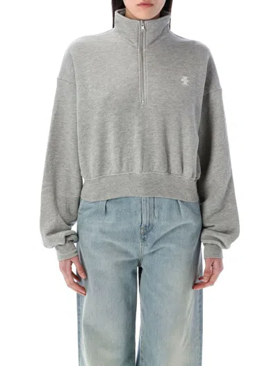 Éterne Eterne Half-zip Cropped Sweatshirt With High Neck In Gray