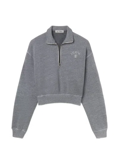 Éterne Half-zip Cropped Sweatshirt In Gray