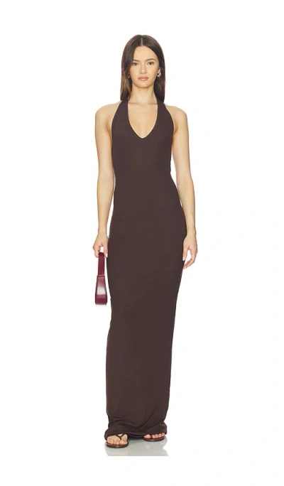 Éterne Halter Maxi Dress In Brown