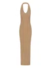 Éterne Stretch Cotton-modal Maxi Halter Dress In Neutral