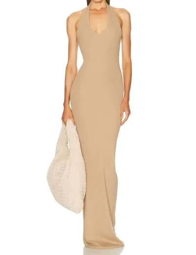 Éterne Halter Neck Maxi Dress In Taupe In Neutral