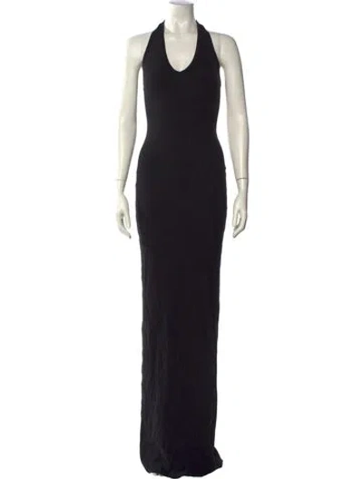 Pre-owned Éterne Halterneck Long Dress In Black