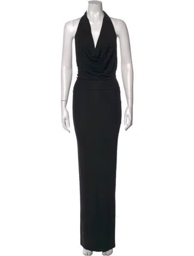 Pre-owned Éterne Halterneck Long Dress In Black