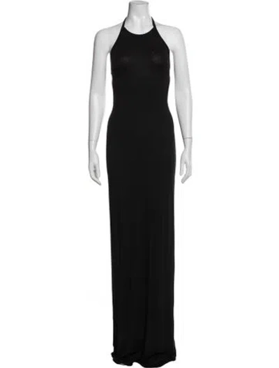 Pre-owned Éterne Halterneck Long Dress In Black