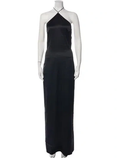 Pre-owned Éterne Halterneck Long Dress In Black/blue