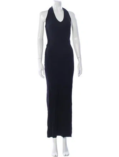 Pre-owned Éterne Halterneck Long Dress In Blue
