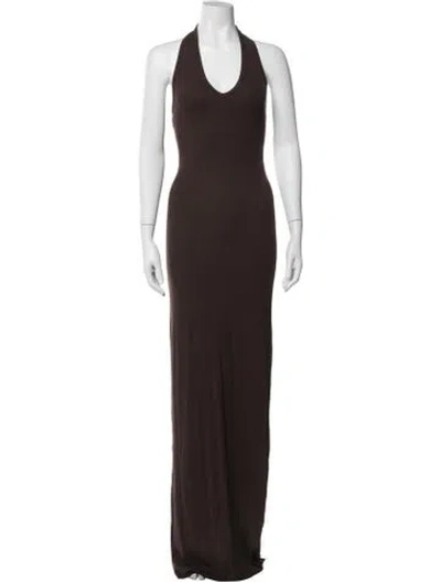 Pre-owned Éterne Halterneck Long Dress In Brown