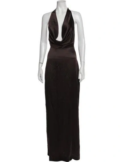 Pre-owned Éterne Halterneck Long Dress In Brown