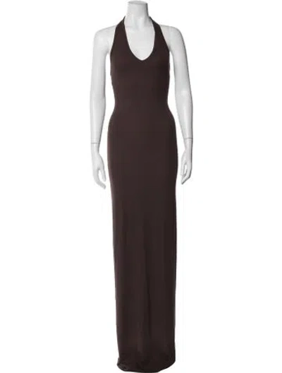 Pre-owned Éterne Halterneck Long Dress In Brown
