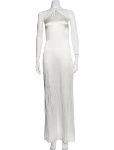 Pre-owned Éterne Halterneck Long Dress In Grey