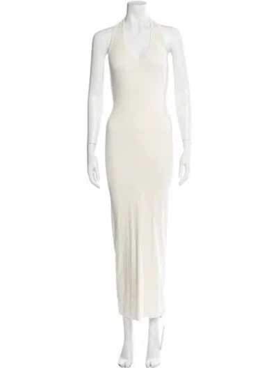 Pre-owned Éterne Halterneck Long Dress In Neutral
