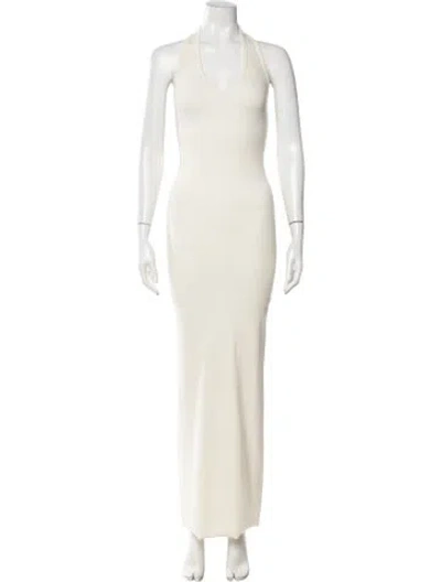 Pre-owned Éterne Halterneck Long Dress In Neutral
