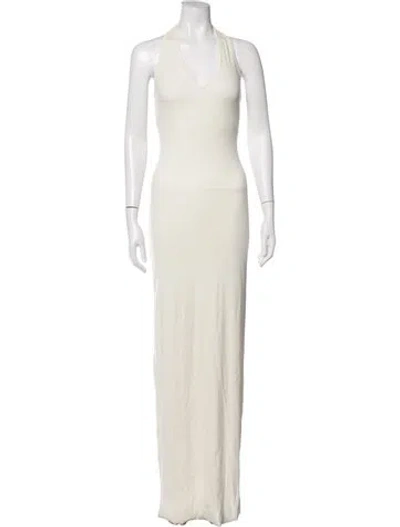 Pre-owned Éterne Halterneck Long Dress In Neutrals