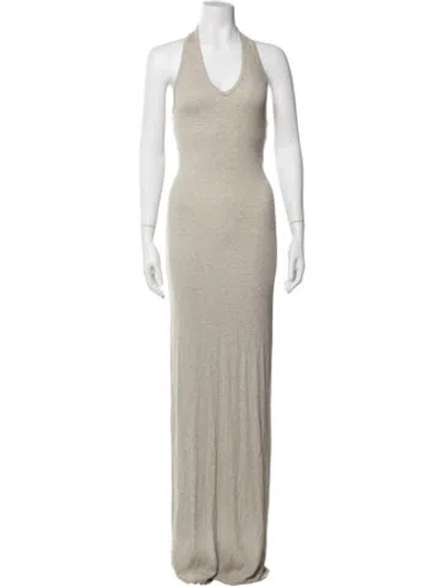 Pre-owned Éterne Halterneck Long Dress In Neutrals