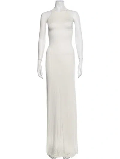 Pre-owned Éterne Halterneck Long Dress In Neutrals