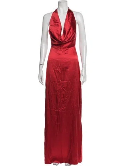 Pre-owned Éterne Halterneck Long Dress In Red