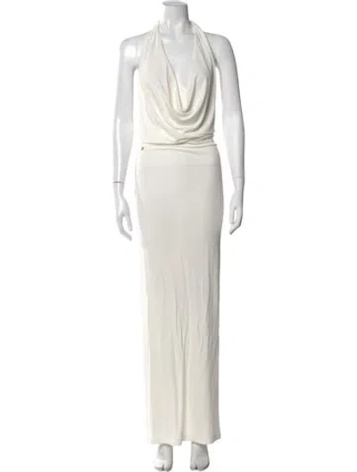 Pre-owned Éterne Halterneck Long Dress In White