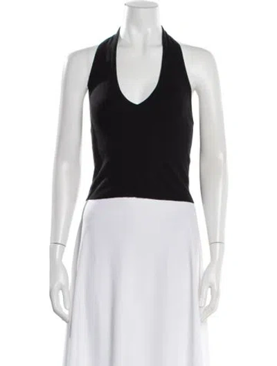 Pre-owned Éterne Halterneck Sleeveless Crop Top In Black