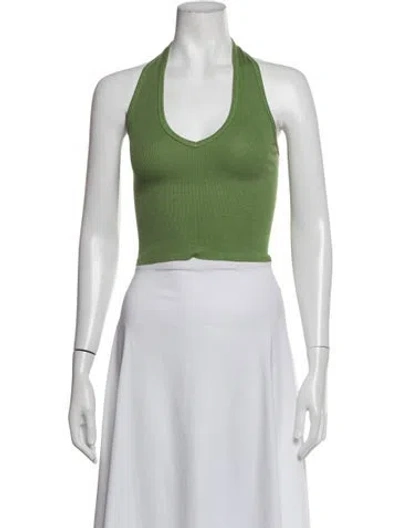Pre-owned Éterne Halterneck Sleeveless Crop Top In Brown
